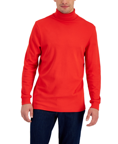 Shop Club Room Men's Solid Turtleneck Shirt, Created For Macy's In Bright Ruby