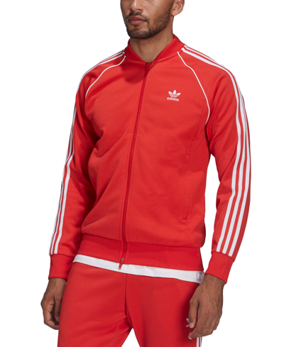 Shop Adidas Originals Men's Primeblue Superstar Track Jacket In Vivid Red