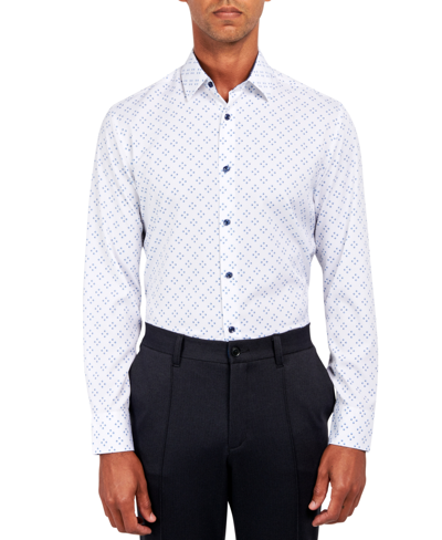Shop Construct Men's Slim Fit Geo Print Performance Stretch Cooling Comfort Dress Shirt In White