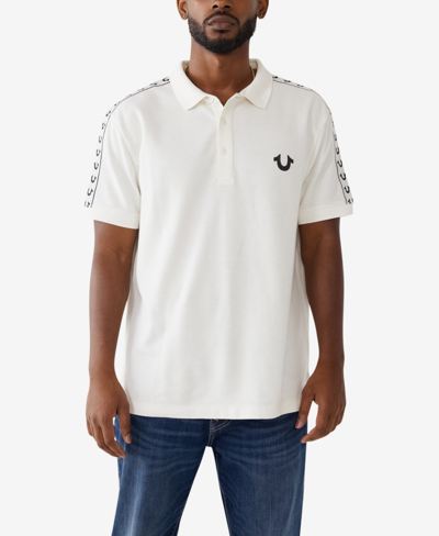True Religion Men's Short Sleeve Damask Polo Shirt In Winter White |  ModeSens