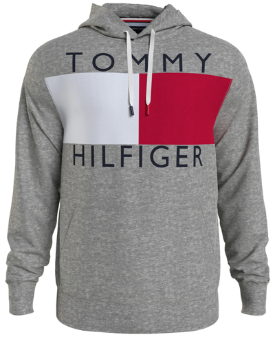 Shop Tommy Hilfiger Men's Big & Tall Quinn Drawstring Hoodie Sweatshirt In Grey