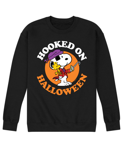 Shop Airwaves Men's Peanuts Hooked On Halloween Fleece T-shirt In Black
