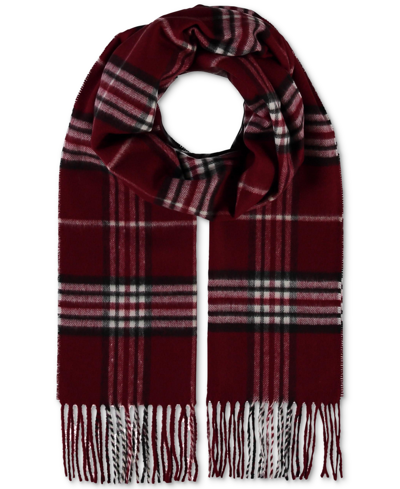 Shop V Fraas Men's Classic Plaid Cashmink Scarf In Burgundy