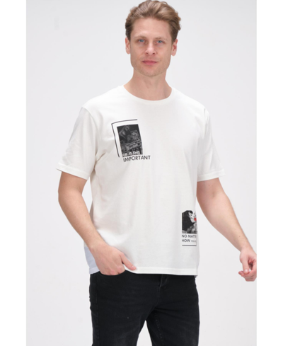 Shop Ron Tomson Men's Modern Print Fitted Important T-shirt In Off White