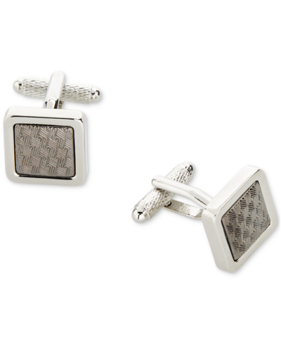 Shop Perry Ellis Portfolio Men's Crosshatch Cufflinks In Gunmetal