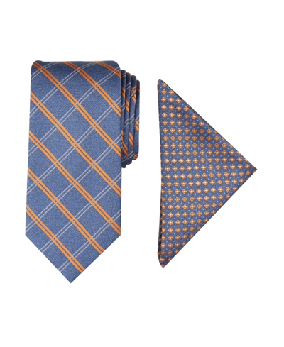 Shop Nautica Men Marion Grid Tie & Pocket Square Set In Orange