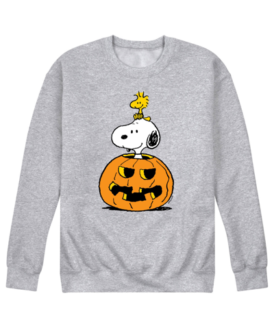 Shop Airwaves Men's Peanuts Snoopy Pumpkin Fleece T-shirt In Gray