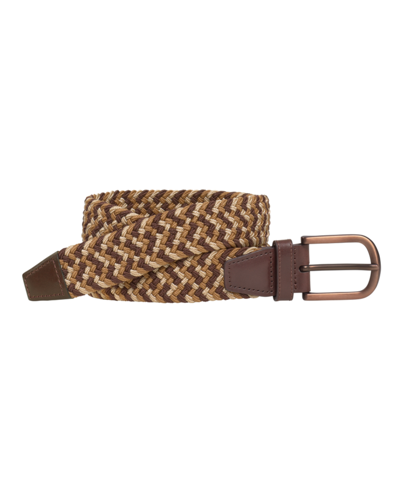 Shop Johnston & Murphy Men's Woven Stretch-knit Belt In Brown Multi