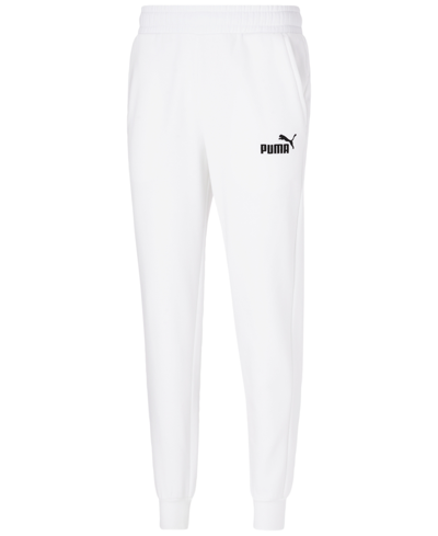 Shop Puma Men's Embroidered Logo Fleece Jogger Sweatpants In White