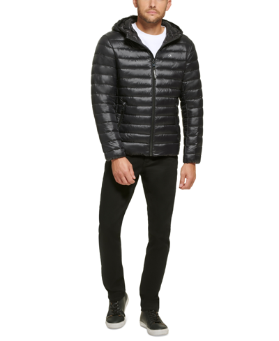 Shop Calvin Klein Men's Hooded & Quilted Packable Jacket In Black