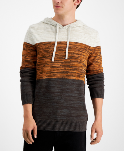 Shop Sun + Stone Men's Colorblocked Hooded Sweater, Created For Macy's In Oat Heather