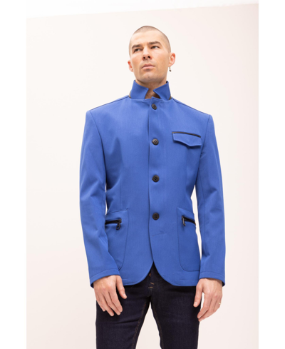 Shop Ron Tomson Men's Modern Casual Stand Collar Sports Jacket In Sax