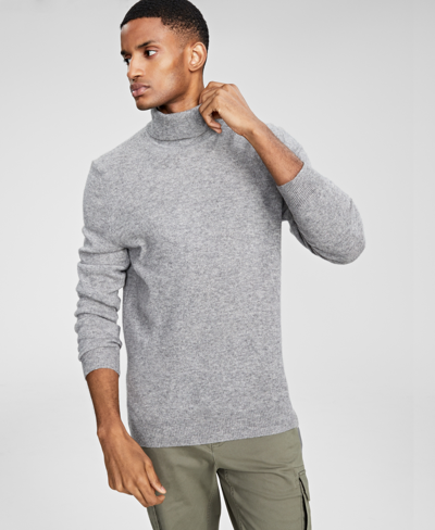 Shop Club Room Men's Cashmere Turtleneck Sweater, Created For Macy's In Grey Heather