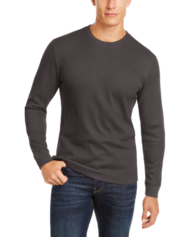 Shop Club Room Men's Thermal Crewneck Shirt, Created For Macy's In Dark Lead