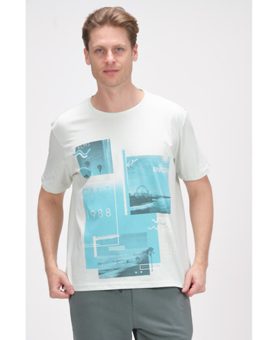 Shop Ron Tomson Men's Modern Print Fitted Cali T-shirt In Mint Green