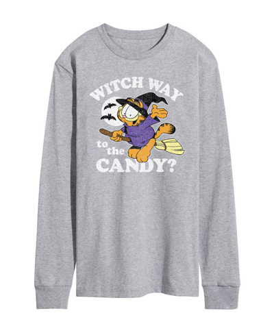 Shop Airwaves Men's Garfield Witch Way Long Sleeve T-shirt In Gray