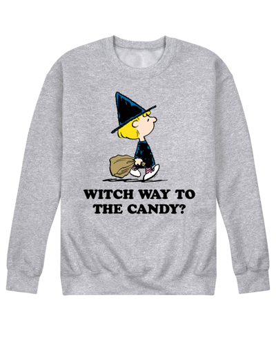 Shop Airwaves Men's Peanuts Witch Way To Candy Fleece T-shirt In Gray