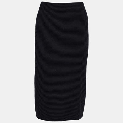 Pre-owned Emporio Armani Black Knit Midi Skirt M