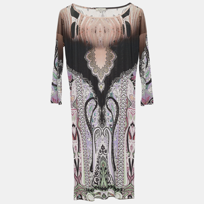 Pre-owned Etro Multicolor Printed Jersey Shift Dress M