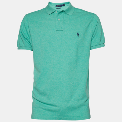 Pre-owned Polo Ralph Lauren Green Cotton Pique Custom Fit Polo T-shirt L |  ModeSens