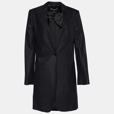 Pre-owned Dolce & Gabbana Black Cotton Mid Length Coat S