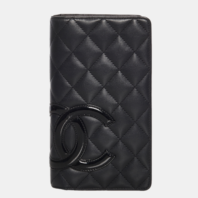 Pre-owned Chanel Black Cambon Ligne Lambskin Leather Wallet