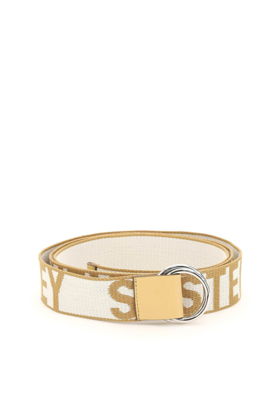 Shop Stella Mccartney Double Ring Logoed Belt In White,beige