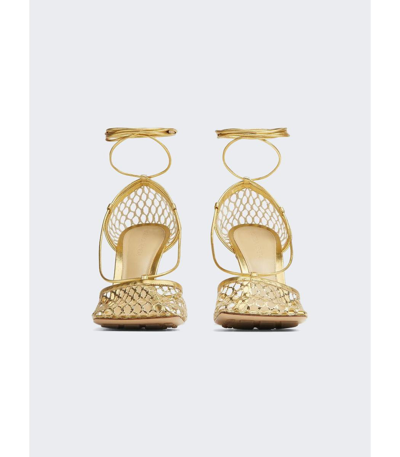Shop Bottega Veneta Stretch Lace-up Sandal In Gold