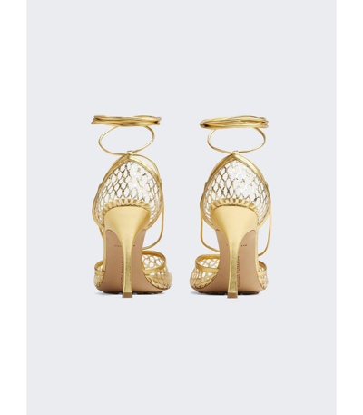 Shop Bottega Veneta Stretch Lace-up Sandal In Gold