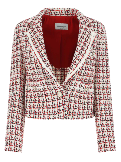 Ferragamo Patterned Boxy Jacket In Multicolor