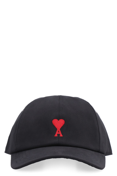 Shop Ami Alexandre Mattiussi Cotton Baseball Cap In Black