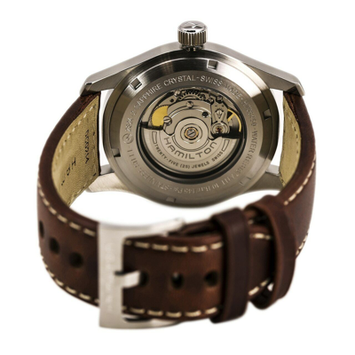 Pre-owned Hamilton Khaki Field 42mm Brown Lthr Automatic Men's Watch H70555533