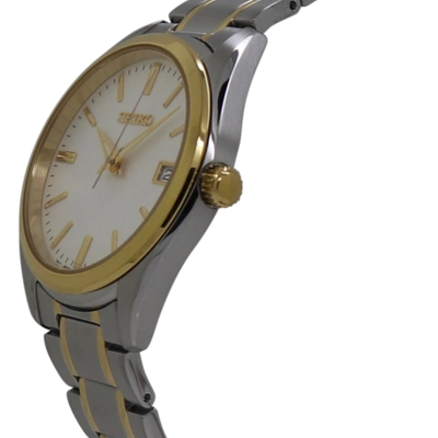 Pre-owned Seiko Essentials White Dial Two-tone Stainless Steel Men's Casual Watch Sur312