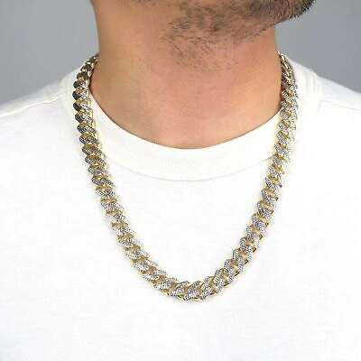 Pre-owned Nuragold 10k Yellow Gold 13mm Monaco Miami Cuban Link Diamond Cut Pave Chain Necklace 28"
