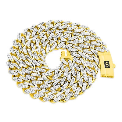 Pre-owned Nuragold 10k Yellow Gold 11mm Monaco Miami Cuban Link Diamond Cut Pave Chain Necklace 28"