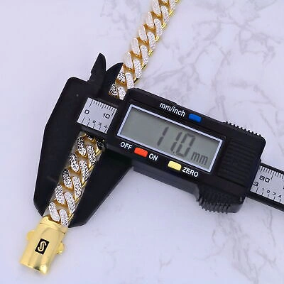 Pre-owned Nuragold 10k Yellow Gold 11mm Monaco Miami Cuban Link Diamond Cut Pave Chain Necklace 28"