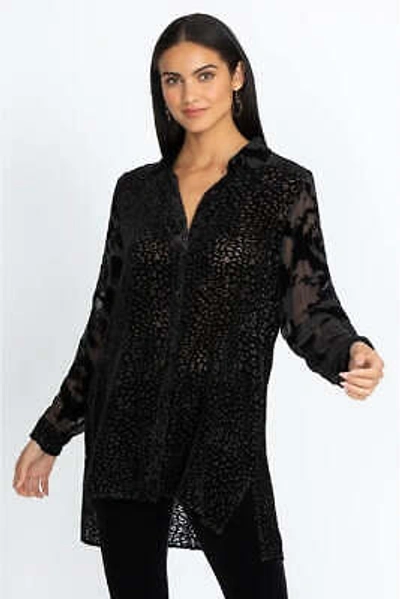 Pre-owned Johnny Was Audrey Button Down Shirt Long Sleeve Top Black