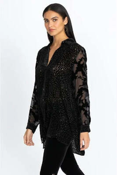 Pre-owned Johnny Was Audrey Button Down Shirt Long Sleeve Top Black