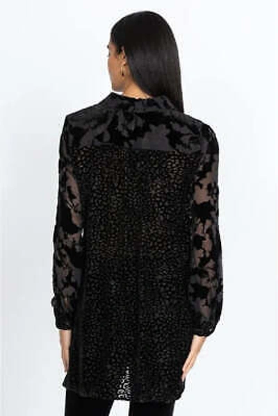 Pre-owned Johnny Was Audrey Button Down Shirt Long Sleeve Top Black