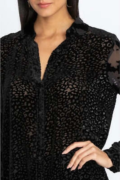 Pre-owned Johnny Was Audrey Button Down Shirt Long Sleeve Top Black