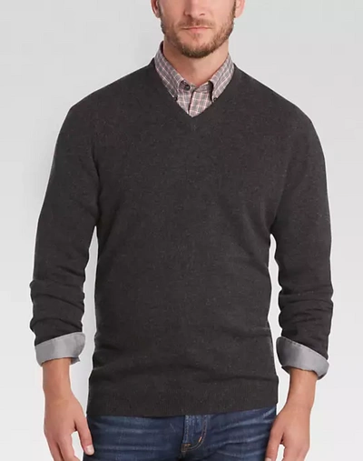 Pre-owned Joseph Abboud Cashmere Sweater For Men  In Charcoal