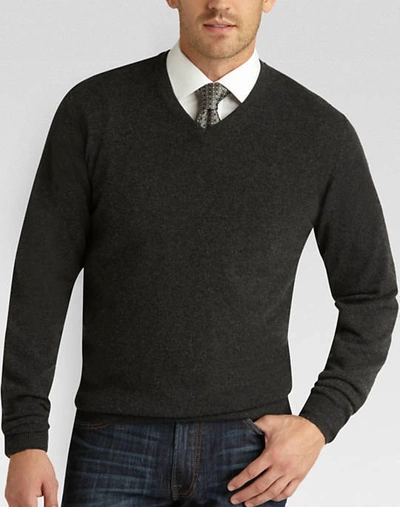 Pre-owned Joseph Abboud Cashmere Sweater For Men In Charcoal