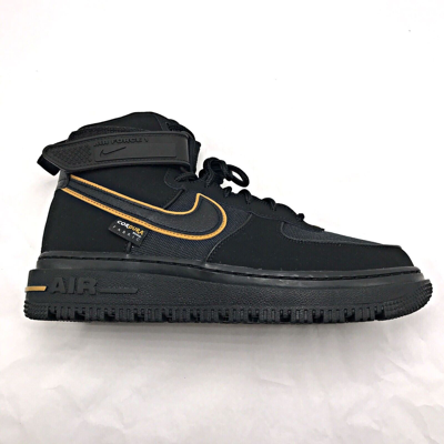 Pre-owned Nike Air Force 1 Boot Cordura Black Gold Men's Shoes Do6702-001 Men's Size 8