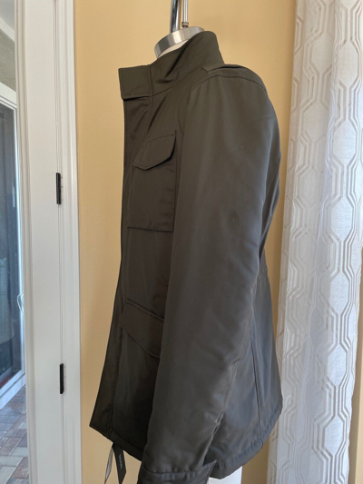 Pre-owned Hugo Boss Men's Dark Green Centin Cotton Quilted Parka, Sizes 40