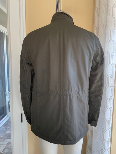 Pre-owned Hugo Boss Men's Dark Green Centin Cotton Quilted Parka, Sizes 40