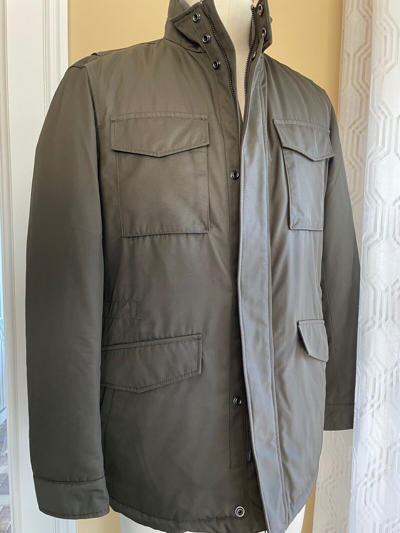 Pre-owned Hugo Boss Men's Dark Green Centin Cotton Quilted Parka, Sizes 40