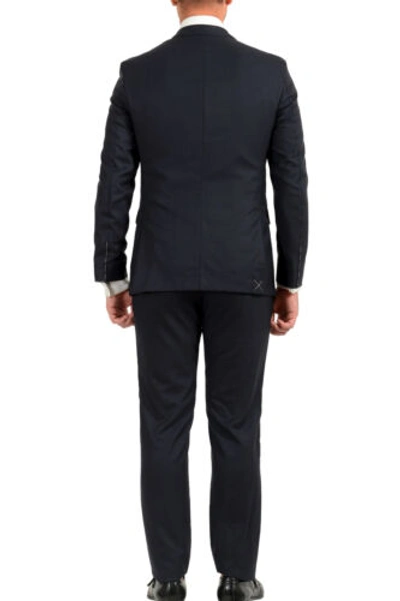 Pre-owned Hugo Boss Men's "fharverson2garvin2we" Blue Slim Fit Silk Wool Three Piece Suit