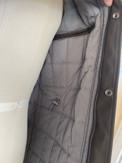 Pre-owned Hugo Boss Men's Dark Green Centin Cotton Quilted Parka, Sizes 40