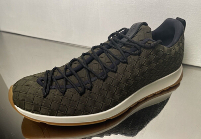 Pre-owned Bottega Veneta Men's Green Intrecciato Elastic Nylon Speedster Sneakers