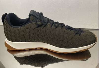 Pre-owned Bottega Veneta Men's Green Intrecciato Elastic Nylon Speedster Sneakers